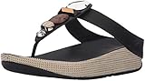 FitFlop Women's Jeweley Toe-Post Flip Flop, black, 5 M US