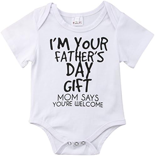 Annvivi Best Fathers Day Gift Baby Bodysuit -Baby Boy Girl Letter Printed Romper (White, 6-12 Months)