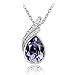 MAFMO Bridal Water Drop Jewelry Set Crystal Pendant Necklace Bracelet Stud Earrings (Purple)