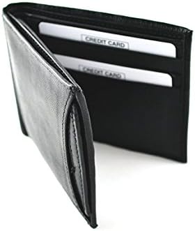 Genuine Leather Men's Wallet, Classic Bi-fold with Removable ID Holder, Black