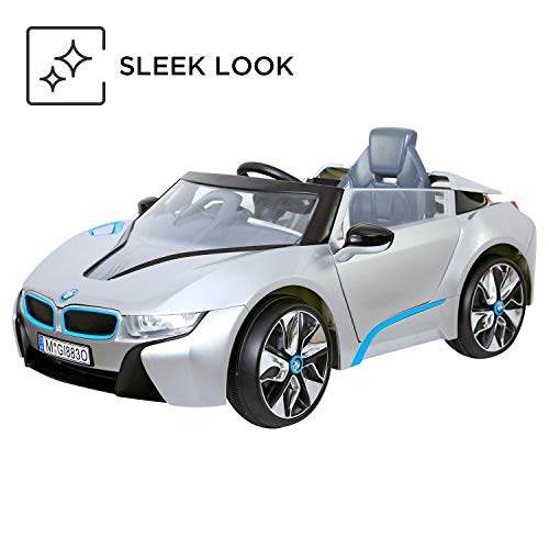 Rollplay 6V BMW I8 Kid's Ride-On Car - for Boys & Girls Ages 3 & Up - Battery-Powered Ride On Toy- Silver