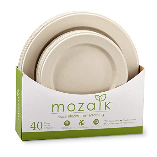 Mozaik Plastic Plates. Mozaik Premium Plastic Pearl Plate Set, 40 pieces.