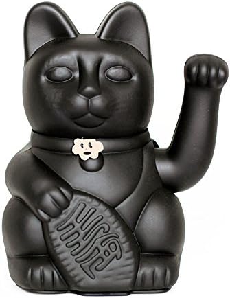 Lucky cat. The classic Welcoming Cat Maneki-Neko in different colours. BLACK: avoids bad luck and brings happiness. 12x9x18cm