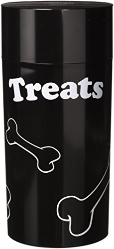 Pawvacs Set of 3 ( 6, 12, 24 Ounce ) Vacuum Sealed Pet Food Storage Containers; Black Cap & Body/White Treats