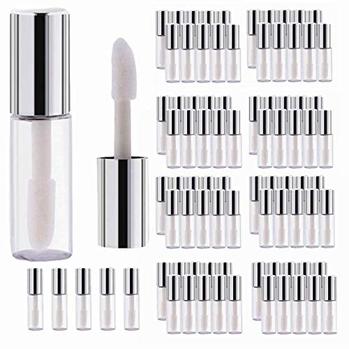 45Pcs 1.2ML Empty Lip Gloss Tube Containers Mini Reusable and Refillable Lip Gloss Bottle Clear Body for DIY Cosmetics Travel Women Makeup