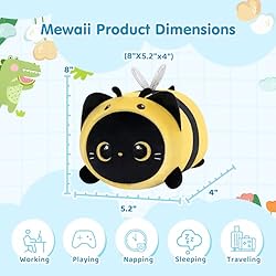 Mewaii Cute Black Cat Bee Plush Pillow, Kawaii
