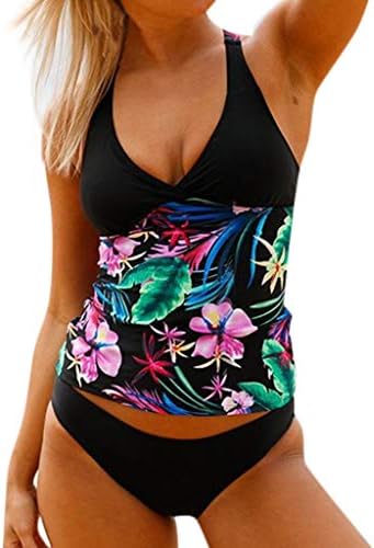 Women Swimming Tankini Fashion Split Swimsuit Summer Bohemian Floral Swimwer Two Piece Beach Suit Swimjupmsuit
