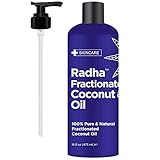 Radha Beauty Fractionated Coconut Oil 16 Oz - 100% Pure & Natural Carrier and Base Oil for Aromatherapy, hair and Skin - free Pump , 16 fl oz