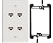 Buyer's Point Cat6 Female-to-Female Wall Plate | UL Listed, 4 Ports with an Easy Install Low Voltage Mounting Bracket, Perfect for High Speed Data Connection at Work or Home (White) — 1 Pack