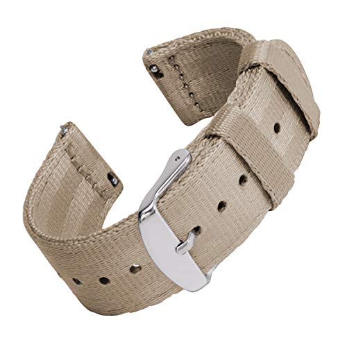 Archer Watch Straps - Seat Belt Nylon Quick Release Watch Bands (Khaki, 22mm) - Thumbnail 4