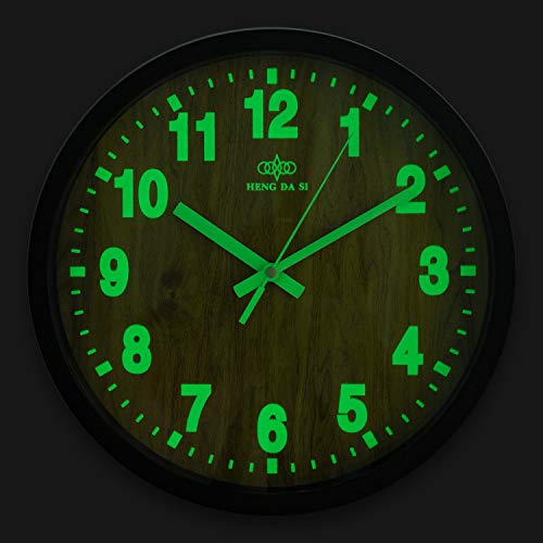 BEW Luminous Wall Clocks, Classic Numbers GlowinDark, Light Wooden