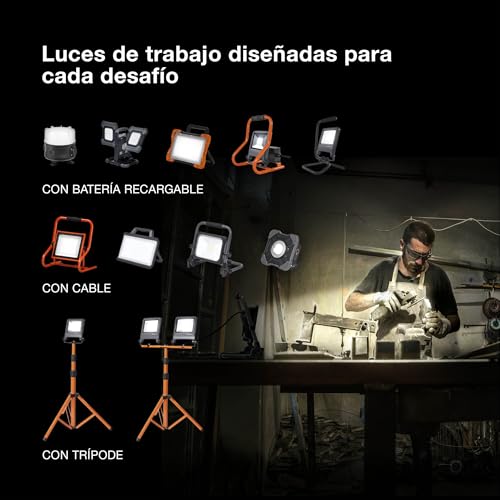 OSRAM LED Work Light Tripod, 2x50W, 9000lm, 4000K Cool White, Height Adjustable up to 1.8m, IP65