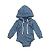 FOCUSNORM Newborn Baby Boys Clothes with Pockets Hooded Long Sleeves Romper Bodysuit Top Straps Outfits for 0-24 M (Tag 80/6-12 Months, Blue Romper)