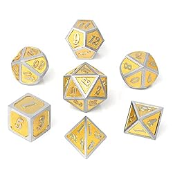 Metal Dungeons and Dragons Dice Set, DNDND 7 Rubbed