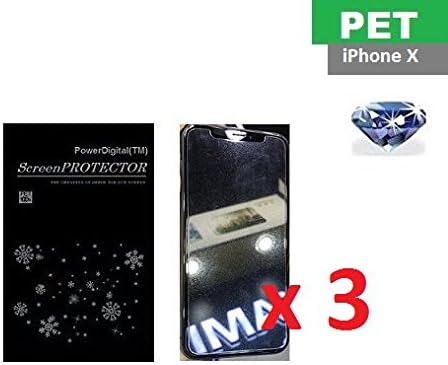 PowerDigital(TM) Diamond Sparkling Glitter Screen Protector for iPhone Xs/iPhone X 10 2017 with Lint Cleaning Cloth (Retail Packaging, PET Material) - 3 Pack