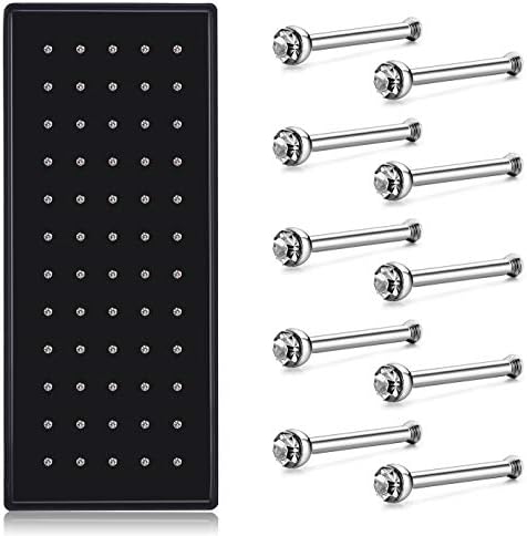 1.8mm 60-120pcs Stainless Steel Nose Studs Rings Pins Set Piercing Body Jewelry for women
