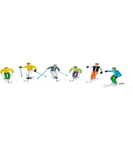 Miniatures de 6 personnages assis avec skis - 1:32 : JC collection Miniatures de 6 personnages assis avec skis - 1:32 : JC collection