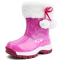 Zefani Girls Snow Boots Waterproof Winter Anti-Slip Fur Lined Outdoor Warm Shoes Pink 11 M US Little Kid