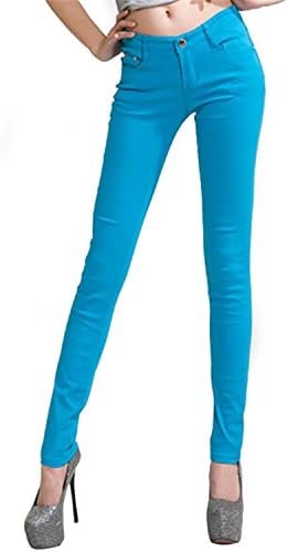 Women's Candy Pants Pencil Trousers 2017 Spring Fall Khaki Stretch Pants For Women Slim Ladies Jean Trousers Female Sky Blue 29