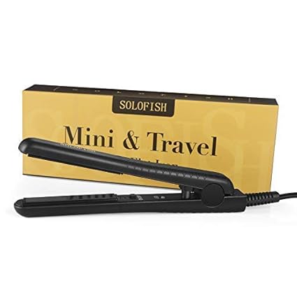 Solofish Mini Hair Straightener 12 Inch Titanium Flat Curling Iron For Travel Professional Mens Hair Straightening Plate Effective For Bangs Short