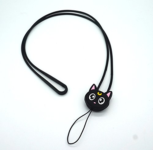 GTONEE Silicone Phone Neck Lanyard Cellphone Straps (black cat)