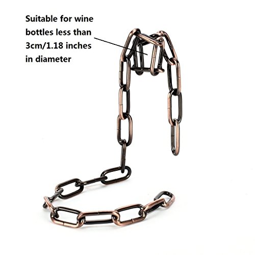 VintageBee Vintage Chain Bottle Holder Steel Link Novelty Magic Floating Wine Bottle Rack/Holder - Holds Bottles In the Air (Silver) - Thumbnail 4