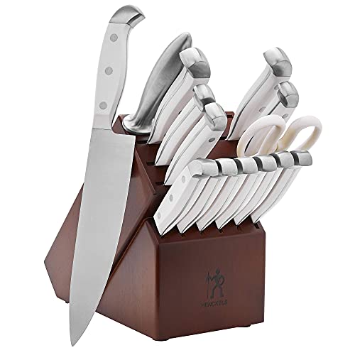HENCKELS Premium Quality 15Piece Statement White Handle Knife Set with