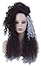 Long Brown White Fluffy Curly Wavy Hair Synthetic Wig Halloween Costume for Women