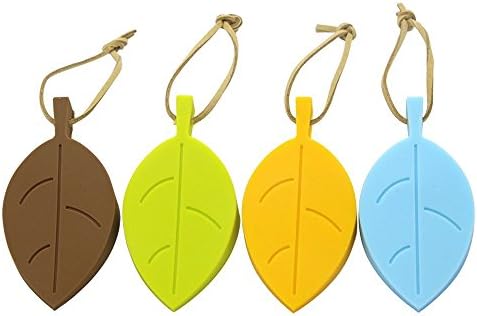 Silicone Door Stopper Wedge Finger Protector, 4 Pack Premium Cute Colorful Cartoon Leaf Style