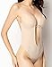 HOLYSNOW Women Bra Padded Plunging V-neck Clear Straps Bodysuit,34C,Beige