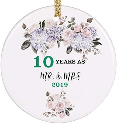 PrJoyint 10th Year for Couples Mr and Mrs Ornament 2019 Married Christmas Ornaments for Couples - 10 Years as Mr. & Mrs.