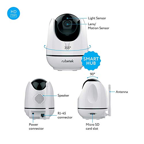 WiFi Pan Tilt Home Camera Indoor Wireless IP Security Surveillance System for Home Office Baby Pet Monitor with Free 32 Gb Micro SD Card, 3 Pack Door Window Sensors by Rubetek - Thumbnail 4