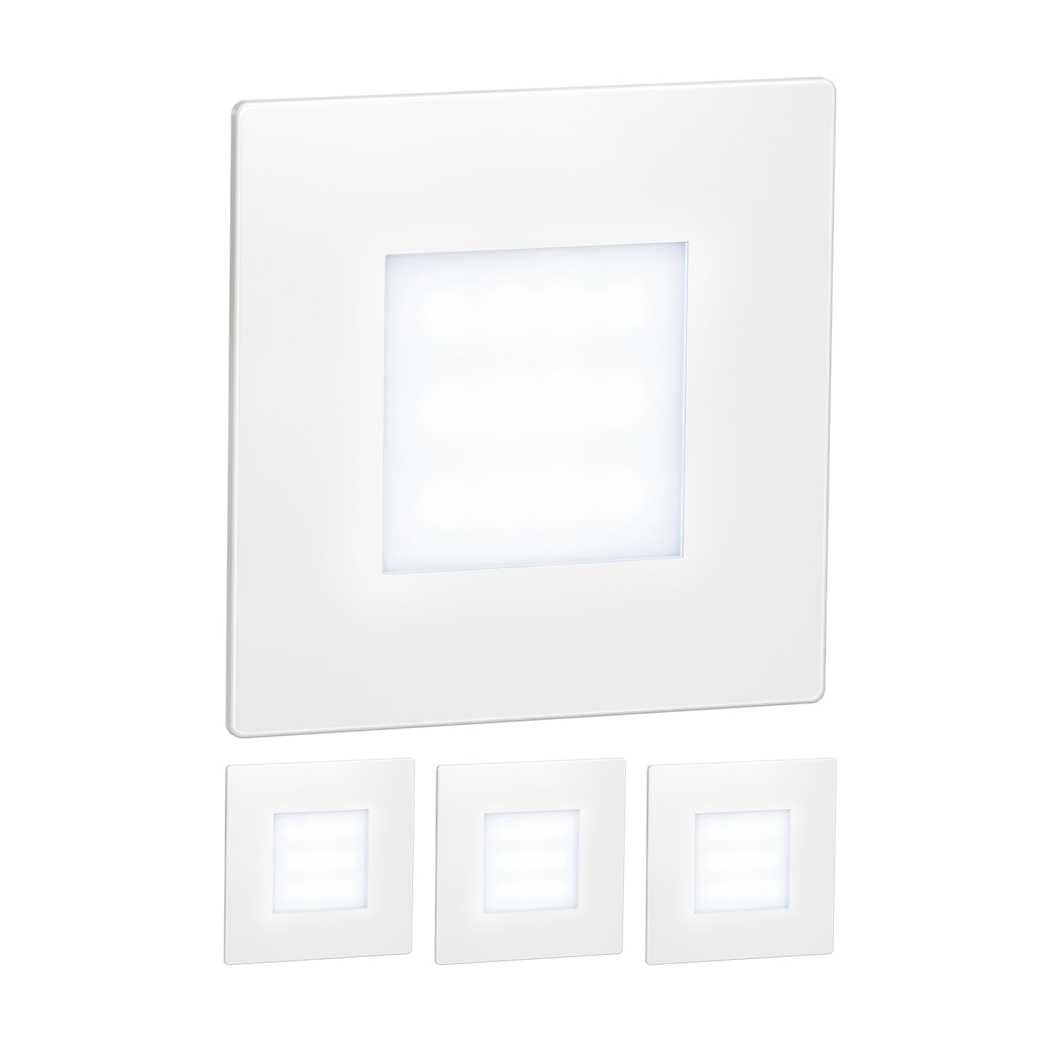 ledscom.de 4 LED Staircase Light/recessed wall Light FEX for Indoors and Outdoors, Angular, 85 x 85mm, Cool White