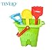 BIG Sand Bucket 12-Pcs Molds & Tools for Sand Boxes, Water Tables, Beach, Bath Tub, Pool or Kinetic Sand Toys For Baby, Kid and Toddler