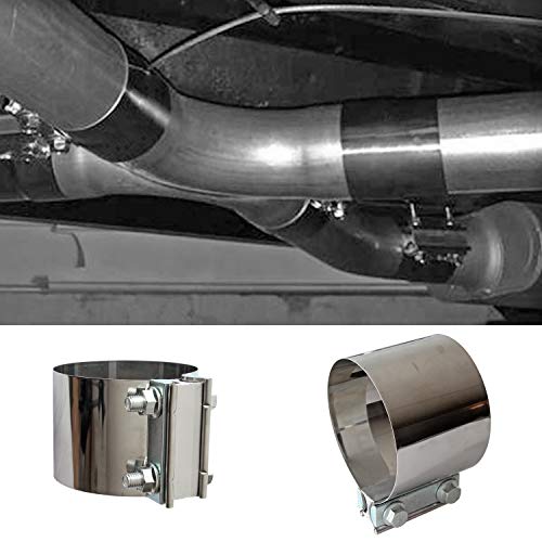 2PCS Exhaust Clamps 4 Inch Butt Joint Exhaust Pipe Muffler Clamp Band Stainless Steel Exhaust System Connection for Cars