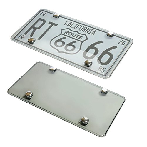 License Plate Cover, Airkoul 2 Pcs Tinted Smoke Unbreakable License Plate Frame With Screw Tinted Plate Shields - Thumbnail 6