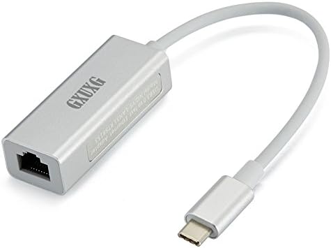 GXUXG USB C to Gigabit Ethernet Adapter Thunderbolt 3 Compatible for Macbook Pro, XPS, Google Pixelbook and More Type C Devices Aluminium Case Silver
