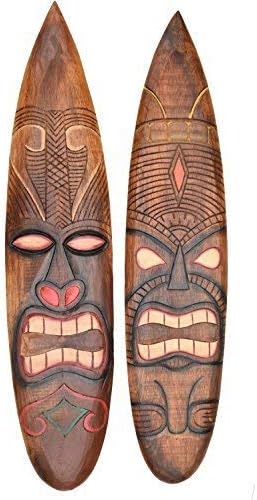 interlifestyle 2 TIKI DECO Surfboards Wooden 100cm in Hawaii Style Maui Deco Surfboard Surfboard