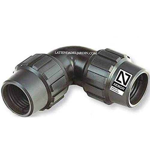 Suinga Equal Elbow PE 20 mm | AENOR Certified | Plumbing, Irrigation and Works | Polyethylene Pipe Fitting, Black