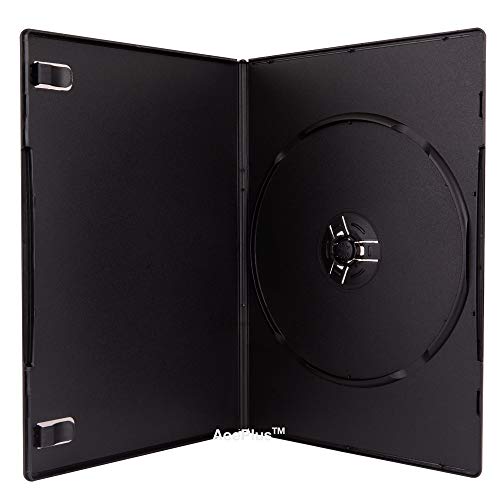 AcePlus 10-pk Black Slim Single DVD Cases; 7mm Thickness with Wrap Around Clear Sleeve; Premium Grade 10 Pieces