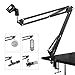 Adjustable Microphone Suspension Boom Scissor Arm Stand Made of Durable Steel with Table Mounting Clamp Suitable for Blue Yeti Snowball Microphone By Earamble