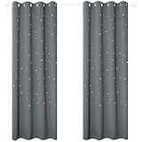 Anjee Twinkle Stars Curtains for Kids Room (2 Panels), Romantic Room Decoration Blackout Curtains, 52 Inches Wide by 63 Inches Long, Space Grey