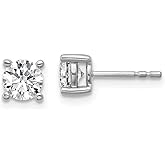 18k Yellow Or White Gold Or Platinum Or Sterling Silver Lab Grown Diamond VS+ F+ Round Complete Four Prong Stud Earrings