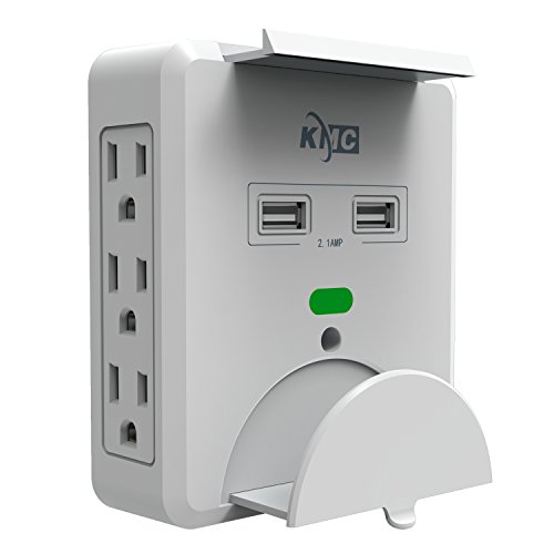 6 Outlet Surge Protector Multi Plug Wall Mount 2 USB Adapter Tap 2