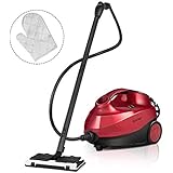 COSTWAY 2000W Multipurpose Steam Cleaner with 19 Accessories, Household Steamer w/ 1.5L Tank for Chemical-Free Cleaning, Heavy Duty Rolling Cleaning Machine for Carpet, Floors, Windows and Cars, Red