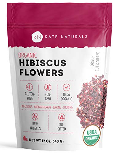 Organic Hibiscus Flowers by Kate Naturals. Dried, Cut & Sifted. Perfect for Tea and Syrup. Delicious Taste and Rich Flavor. Large Resealable Bag. 1-Year Guarantee (12oz). (Best Jamaican Fish Tea Recipe)