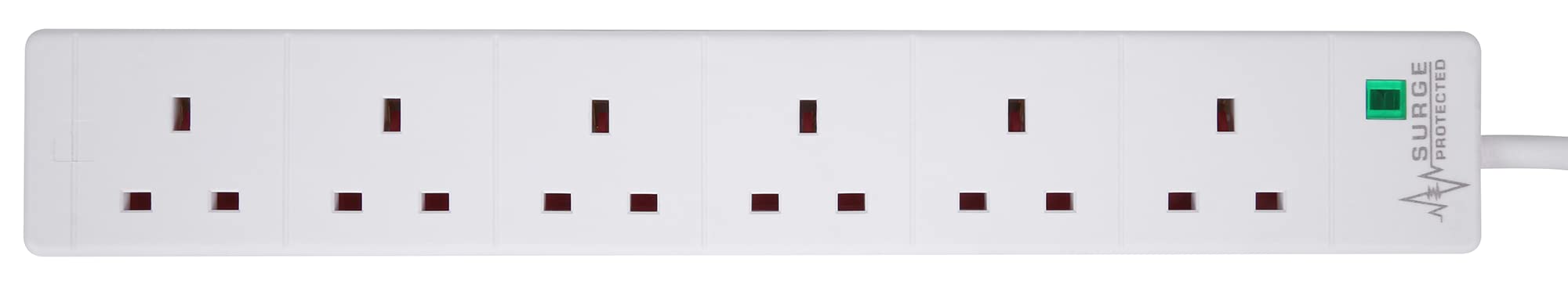 PRO ELEC PELB1703 6 Gang Extension Lead with Surge Protection White, 5m