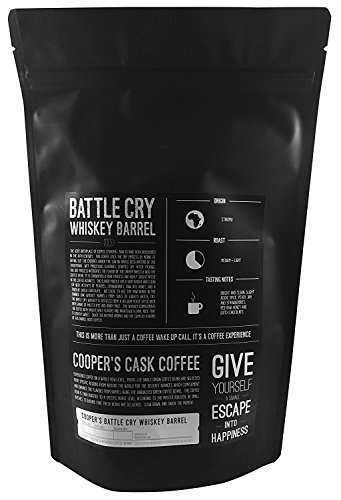 Ethiopian Rye Whiskey Barrel Aged Coffee Ground - Single Origin Ethiopian Coffee Beans Aged in Rye Whiskey Barrels - Battle Cry - 12 oz Bags,Ground