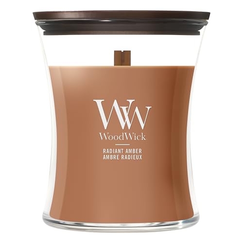 WoodWick Scented Candle| Medium Hourglass Candle | Radiant Amber | Perfect Gifts for Women
