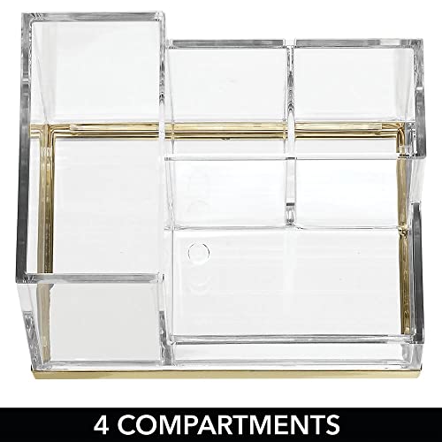 mDesign Plated Toothbrush and Toothpaste Holder Storage Organizer